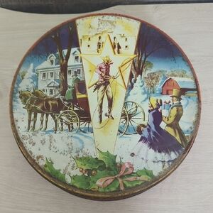 Vintage Decorative Tin with Winter Scene